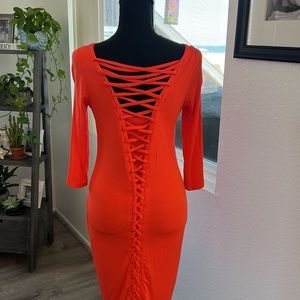 Lace back tshirt dress